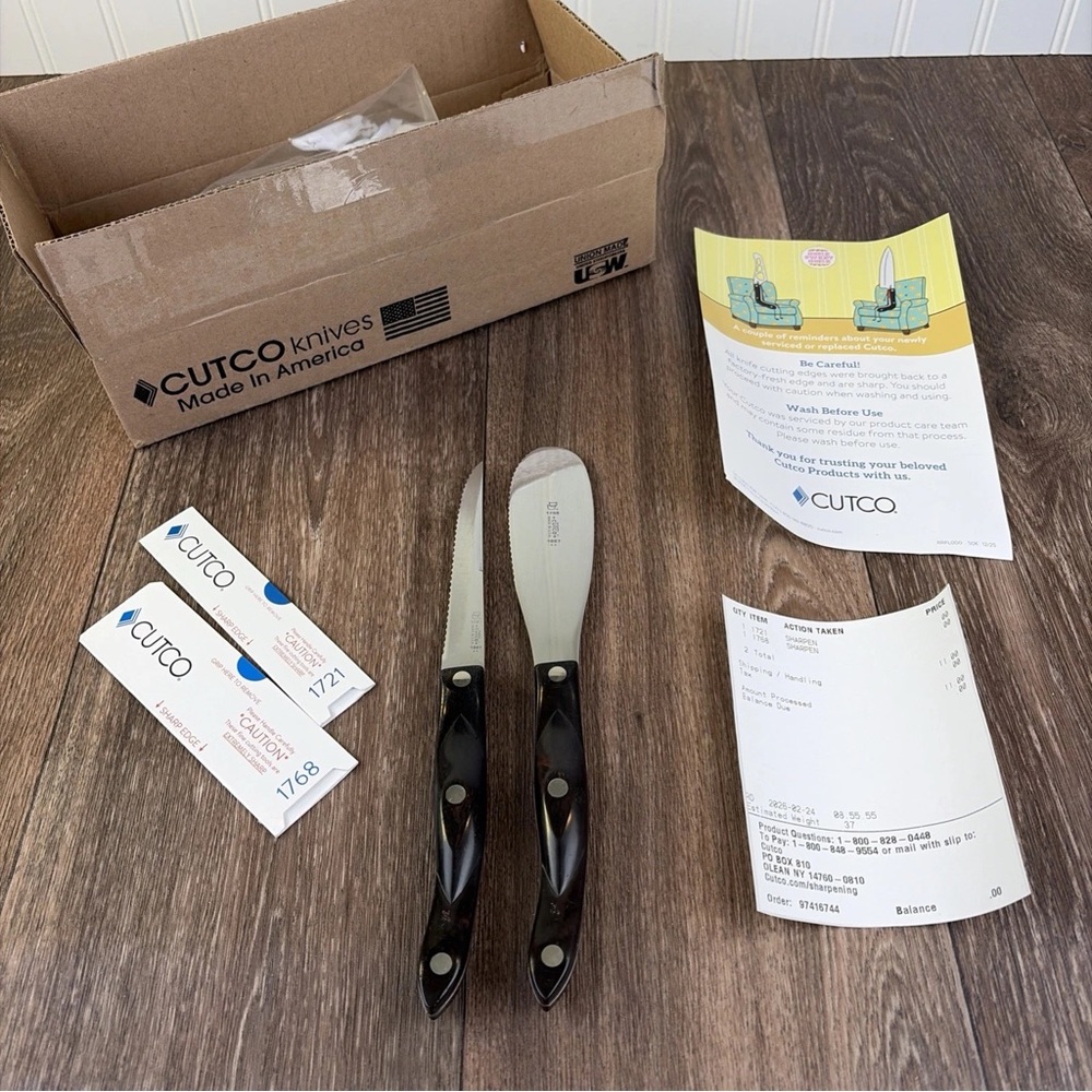 Cutco Club Mates Dark Brown Spreader #1768 & Trimmer #1721 - Resharpened